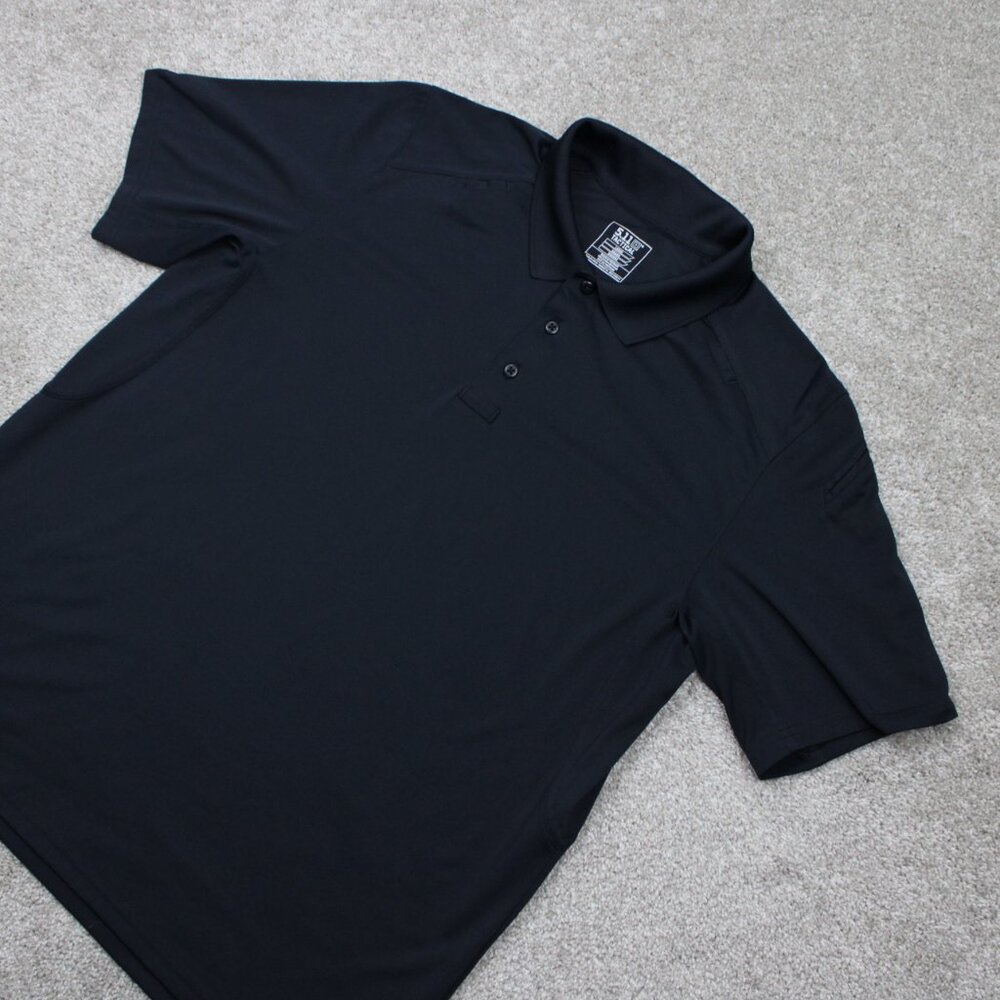 5.11 Tactical Helios Polo Shirt Mens Large Black Short Sleeve Polyester Pullover - Picture 3 of 14